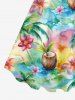 Plus Size Colorful Watercolor Ombre Coconut Tree Flower Juice Print Hawaii Backless A Line Tank Dress -  