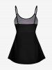Skulls Flowers Print Boyleg Tankini Swimsuit(Adjustable Shoulder Strap) -  
