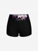Skulls Flowers Print Boyleg Tankini Swimsuit(Adjustable Shoulder Strap) -  