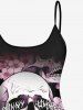 Skulls Flowers Print Boyleg Tankini Swimsuit(Adjustable Shoulder Strap) -  