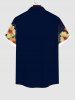 Plus Size Tropical Hibiscus Flowers Print Buttons Pocket Hawaii Shirt For Men -  