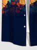 Plus Size Tropical Hibiscus Flowers Print Buttons Pocket Hawaii Shirt For Men -  