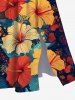 Plus Size Tropical Leaf Hibiscus Flower Print Hawaii Split Midi Dress -  