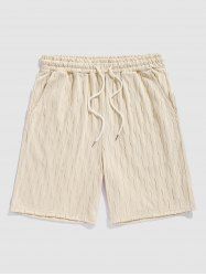 Men's Wave Wrinkles Textured Casual Drawstring Shorts -  