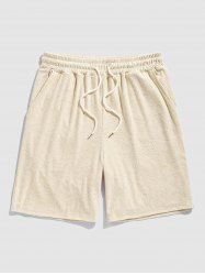 Short Décontracté en Tissu Gaufré avec Cordon de Serrage Motif Floral pour Hommes - café lumière XXL