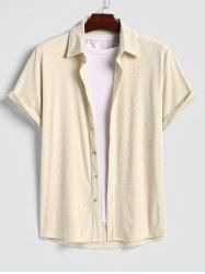 Men's Terry Cloth Floral Embossed Short Sleeves Shirt -  