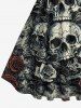 Plus Size Skulls Rose Flower Crack 3D Print 1950s Vintage Dress -  