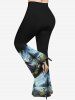Pantalon Évasé Pigeon-Prairie à Imprimé Ciel Étoilé en Dégradé de Couleurs Grande-Taille - Noir 6X