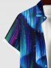 Plus Size Forest Stone Waterfall Galaxy Glitter 3D Print Buttons Pocket Hawaii Shirt For Men -  