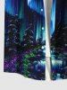 Plus Size Forest Stone Waterfall Galaxy Glitter 3D Print Buttons Pocket Hawaii Shirt For Men -  