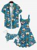 Pet's Skull Rose Flower Hat Heart Poker Print Hawaii Shirt -  