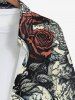 Plus Size Skulls Rose Flower Crack 3D Print Buttons Pocket Shirt For Men -  