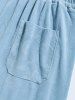 Men's Terry Cloth Butterfly Leaves Floral Pattern Embossed Drawstring Casual Shorts -  