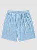 Men's Terry Cloth Butterfly Leaves Floral Pattern Embossed Drawstring Casual Shorts -  