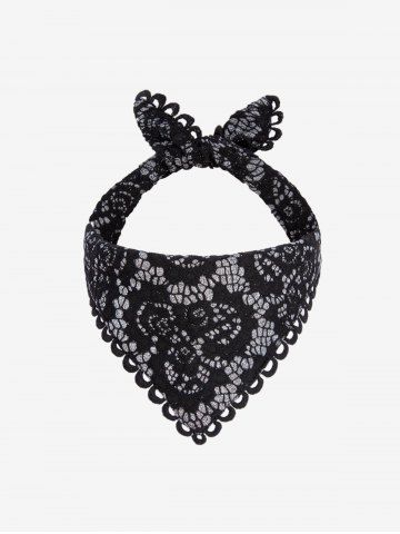 Pet's Glitter Floral Laser Cut Hollow Out Bandana Bibs - BLACK - L