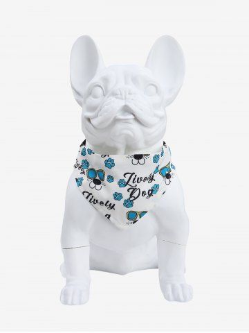 Pet's Letters Sunglasses Dog Claw Print Push Buckle Bibs Bandana - WHITE - S