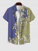 Flower Two Tone Colorblock Print Plus Size Matching Set For Couples -  