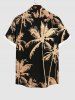 Coconut Tree Print Plus Size Matching Hawaii Beach Outfit For Couples - Noir 