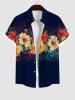 Tropical Hibiscus Flowers Print Plus Size Matching Hawaii Beach Outfit For Couples - Bleu de Minuit 