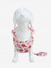 Pet's Flowers Print Bowknot Lace Trim Dress With Leash -  