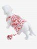 Pet's Flowers Print Bowknot Lace Trim Dress With Leash -  