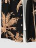Plus Size Coconut Tree Print Hawaii Button Pocket Shirt For Men -  