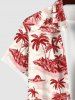 Plus Size Coconut Tree Islands Print Hawaii Button Pocket Shirt For Men -  