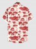 Plus Size Coconut Tree Islands Print Hawaii Button Pocket Shirt For Men -  