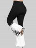 Pantalon Sarouel Lettre Feuille et Fleur Imprimées Grande Taille Insertion Unisexe - Noir L