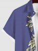 Plus Size Flower Two Tone Colorblock Print Button Pocket Shirt For Men -  