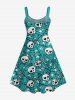 Plus Size Skulls Bone Stars Spider Web Print Halloween A Line Tank Dress -  