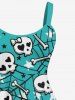 Plus Size Skulls Bone Stars Spider Web Print Halloween A Line Tank Dress -  
