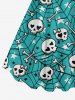Plus Size Skulls Bone Stars Spider Web Print Halloween A Line Tank Dress -  