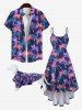 Pet's Colorful Coconut Tree Print Hawaii Shirt -  