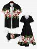 Pet's Tropical Leaf Flowers Print Hawaii Shirt -  