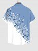 Plus Size Flower Leaf Colorblock Print Buttons Pocket Hawaii Shirt For Men -  