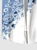 Plus Size Flower Leaf Colorblock Print Buttons Pocket Hawaii Shirt For Men -  