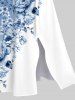 Robe Mi-Longue Feuille Fleur Imprimée en Blocs de Couleurs de Grande Taille - Multi-A S
