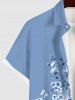 Plus Size Flower Leaf Colorblock Print Buttons Pocket Hawaii Shirt For Men -  