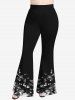 Plus Size Star Sparkling Sequin 3D Print Flare Pants -  