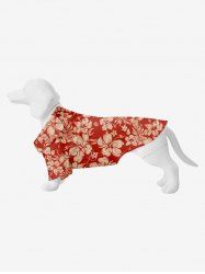 Pet's Tropical Leaf Hibiscus Flowers Print Hawaii Shirt -  