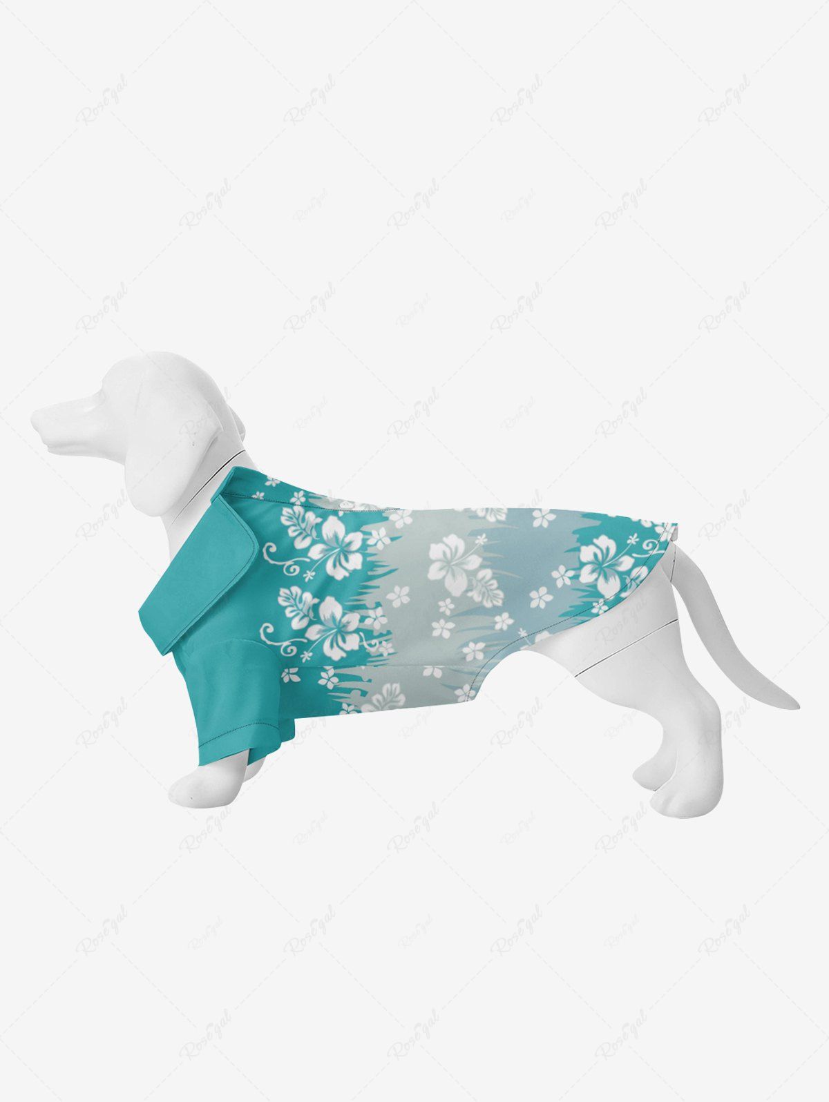 Sale Pet's Floral Grass Print Hawaii Button Shirt  