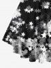 Plus Size Star Sparkling Sequin 3D Print Lattice Crisscross Flare Sleeve T-shirt -  