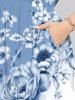 Flower Leaf Colorblock Print Plus Size Matching Hawaii Beach Outfit For Couples -  