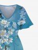Flowers Branch Swallow Print Plus Size Matching Hawaii Beach Outfit For Couples -  