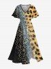 Leopard Colorblock Sparkling Sequin 3D Print Plus Size Matching Outfit For Couples -  