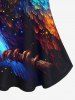 Galaxy Colorful Owl Star Glitter 3D Print Plus Size Matching Set -  