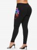 Galaxy Colorful Owl Star Glitter 3D Print Plus Size Matching Set -  