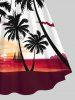 Plus Size Coconut Tree Sunset Sailboat Colorblock Print Hawaii Cinched Dress -  