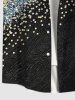 Plus Size Leopard Colorblock Sparkling Sequin 3D Print Buttons Pocket Shirt For Men -  